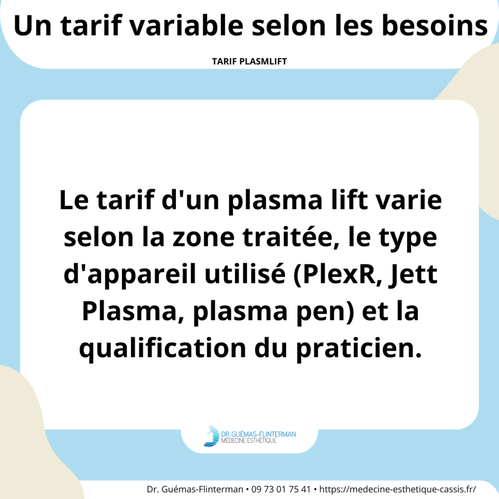 Ce qui fait varier le coût d'une intervention plasmalift